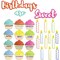 63 Piece Set Cupcake Cutouts for Bulletin Board and Student Birthdays, Classroom and Teacher Supplies